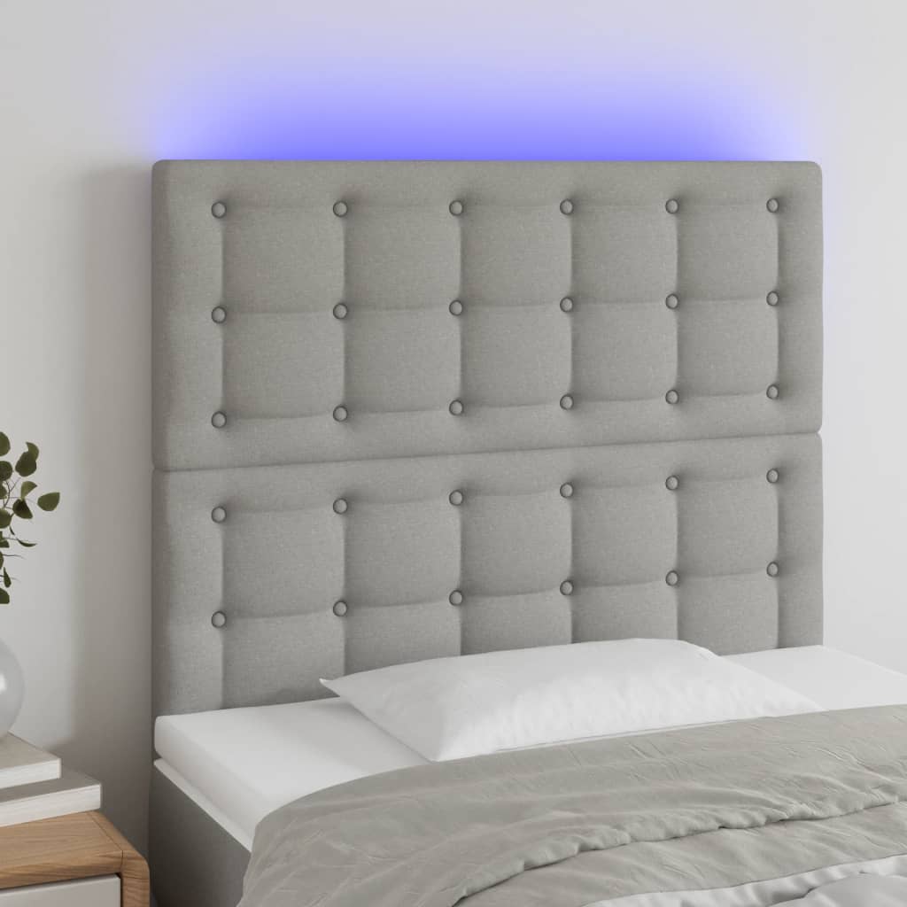 vidaXL LED Headboard Light Gray 39.4x2x46.550.4 Fabric