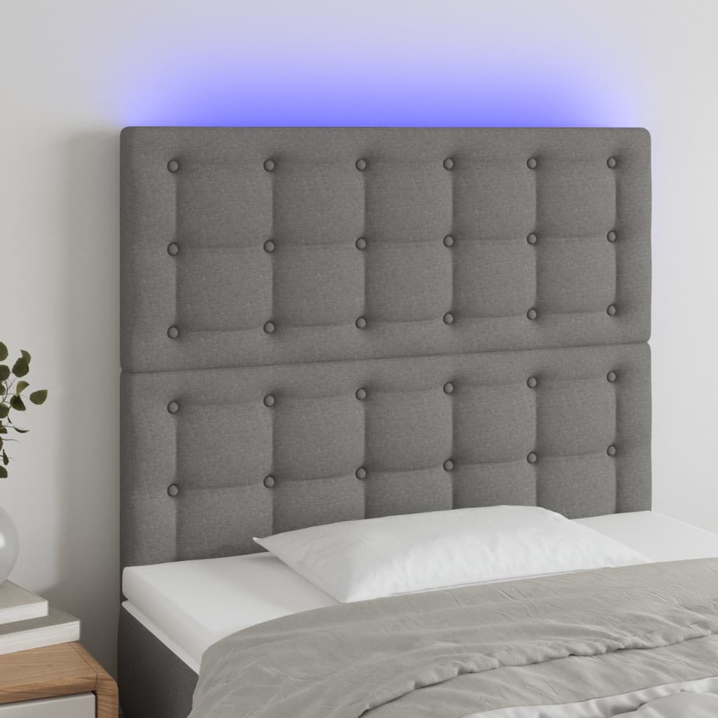 vidaXL LED Headboard Dark Gray 39.4x2x46.550.4 Fabric