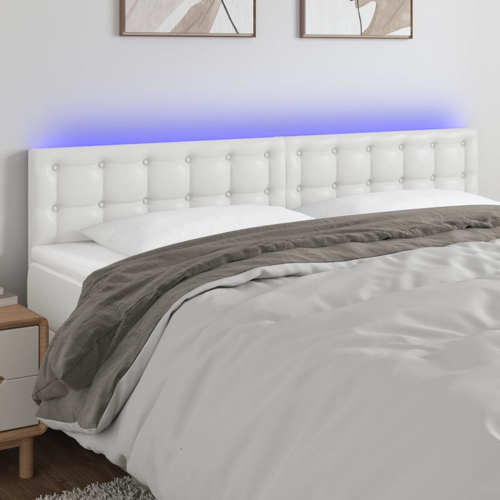 vidaXL LED Headboard White 70.9x2x30.734.6 Faux Leather