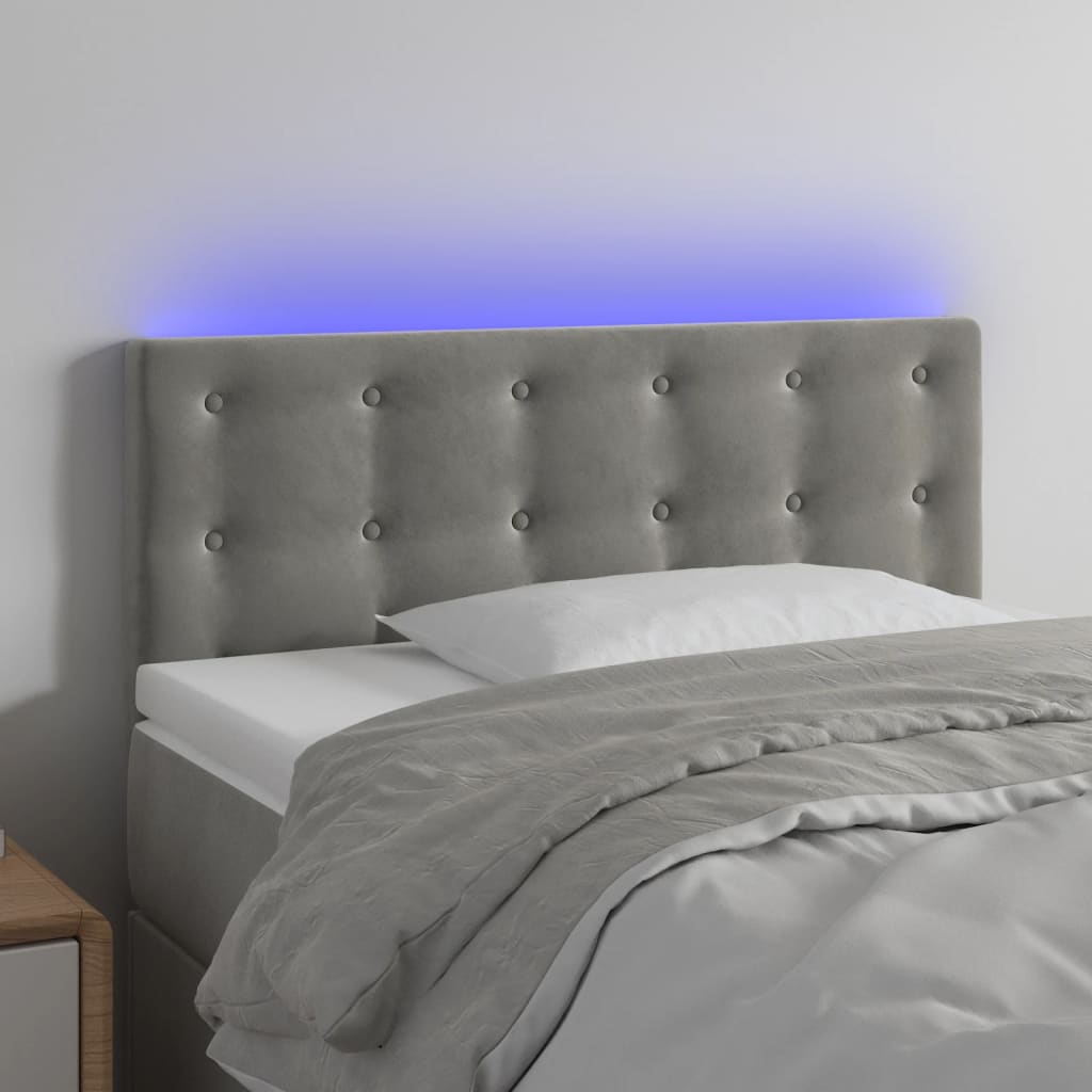 vidaXL LED Headboard Light Gray 39.4x2x30.734.6 Velvet