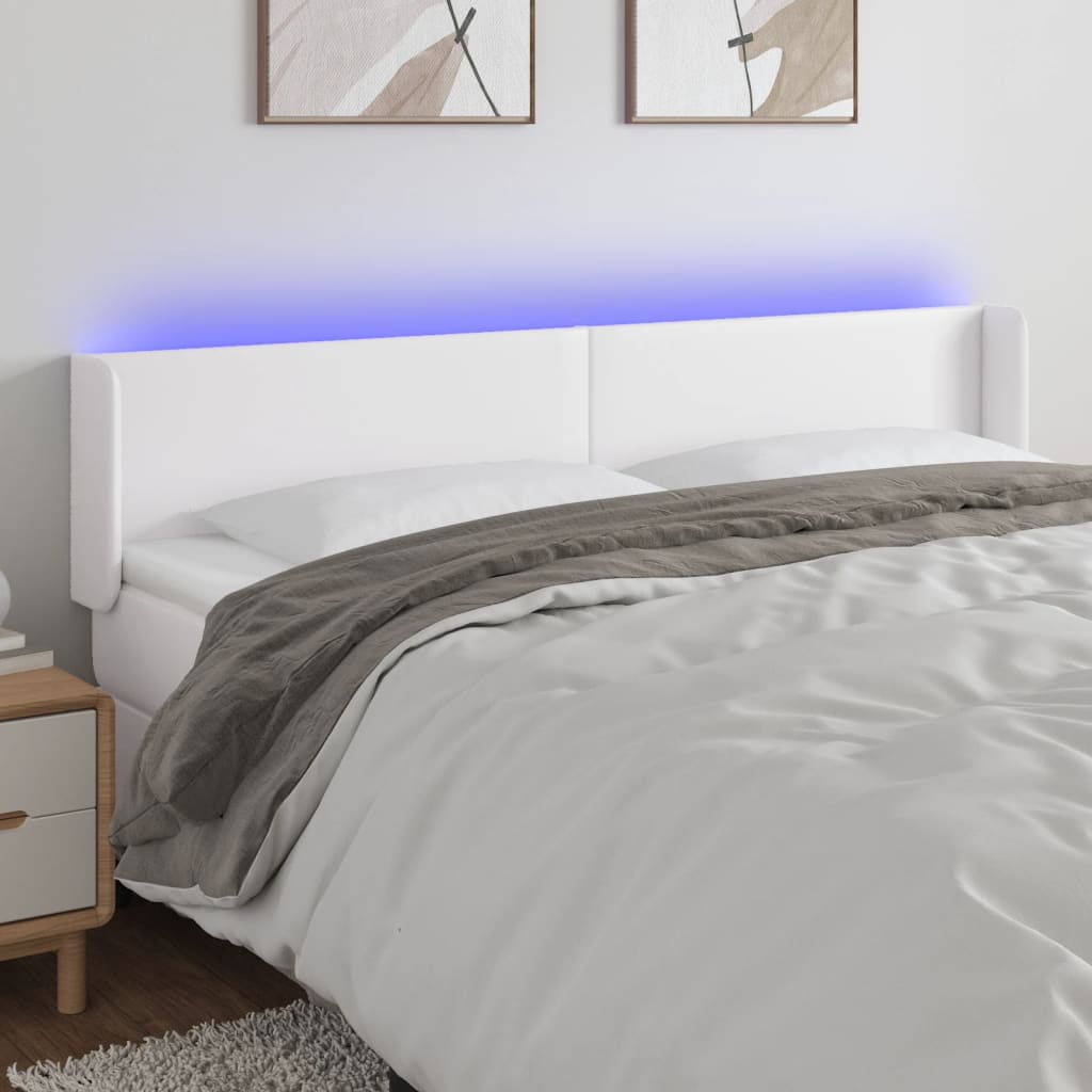 vidaXL LED Headboard White 64.2x6.3x30.734.6 Faux Leather