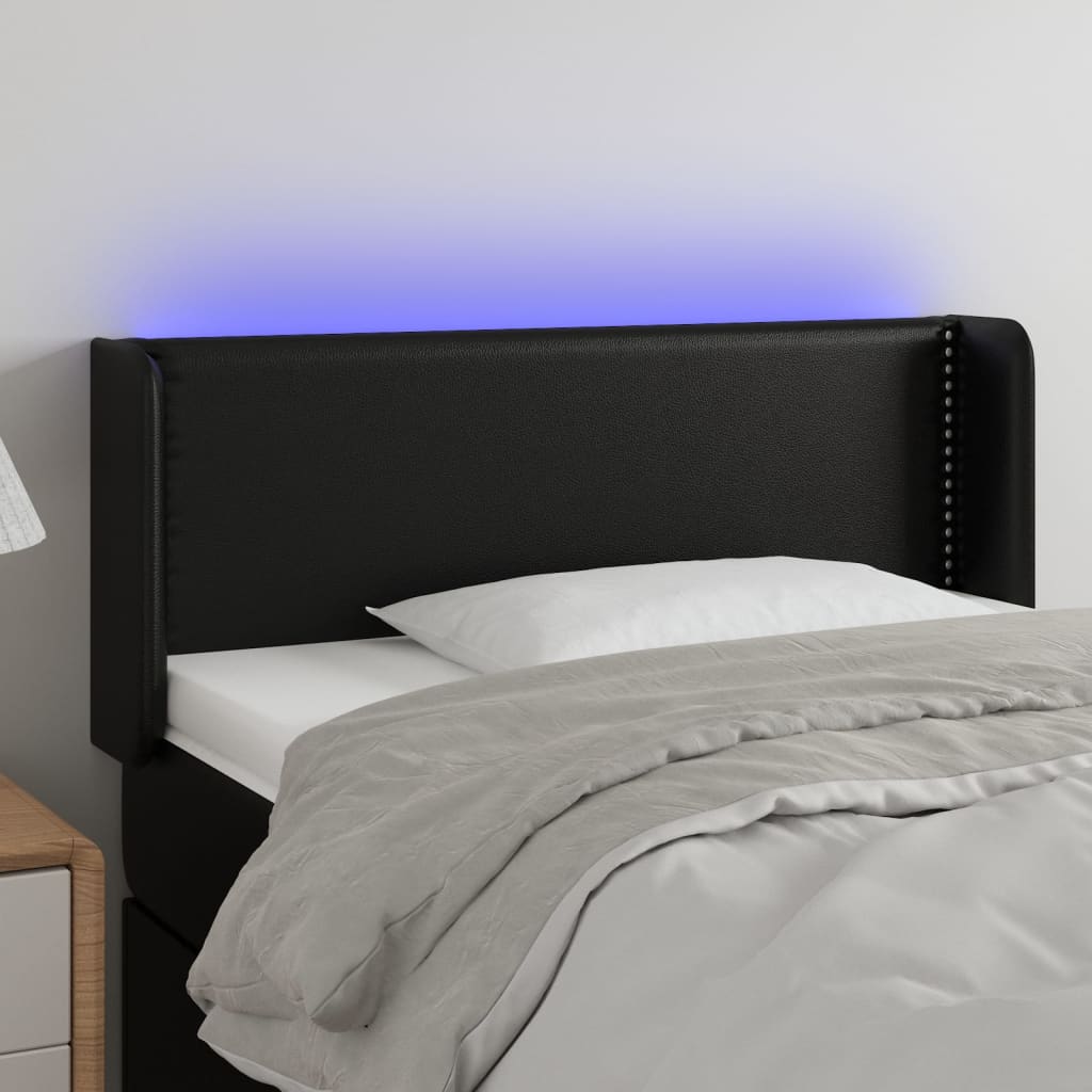 vidaXL LED Headboard Black 40.6x6.3x30.734.6 Faux Leather