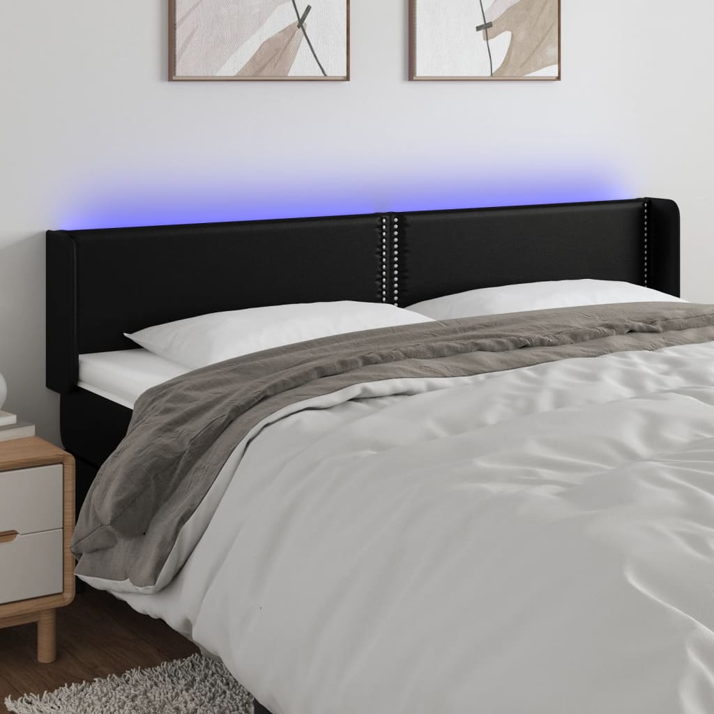 vidaXL LED Headboard Black 79.9x6.3x30.734.6 Faux Leather