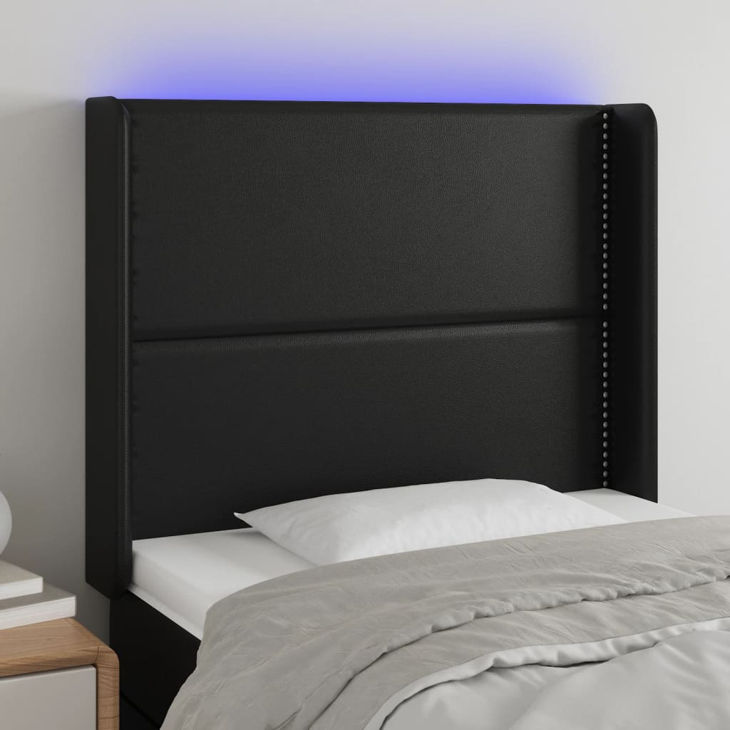 vidaXL LED Headboard Black 40.6x6.3x46.550.4 Faux Leather