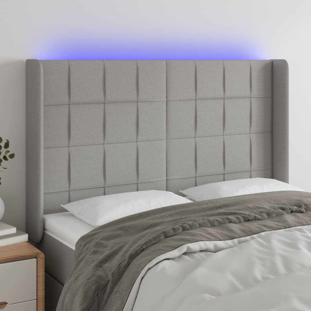 vidaXL LED Headboard Light Gray 57.9x6.3x46.550.4 Fabric