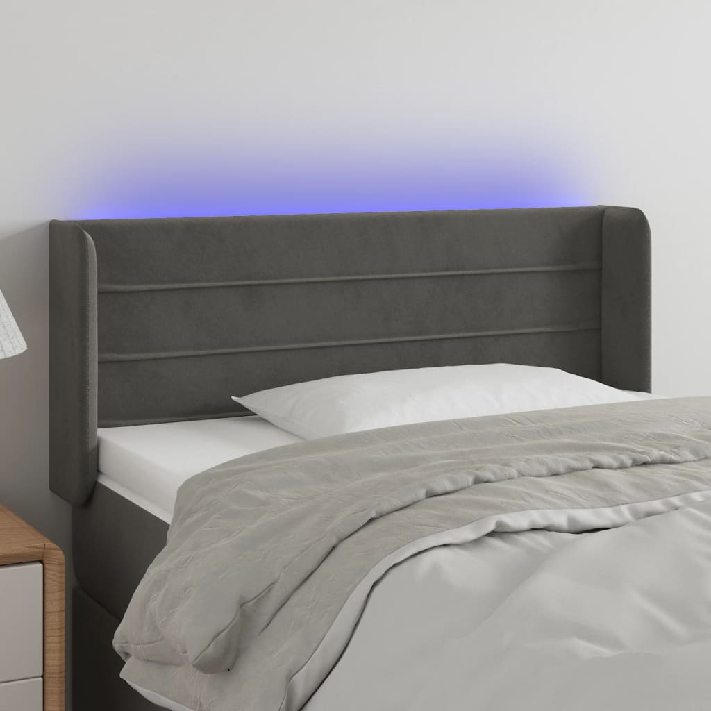 vidaXL LED Headboard Dark Gray 40.6x6.3x30.734.6 Velvet
