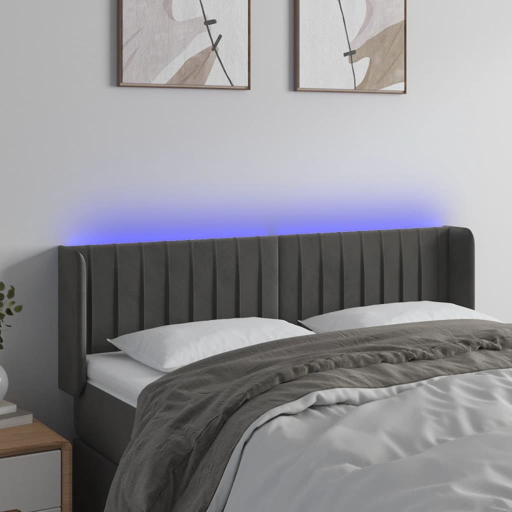 vidaXL LED Headboard Dark Gray 57.9x6.3x30.734.6 Velvet