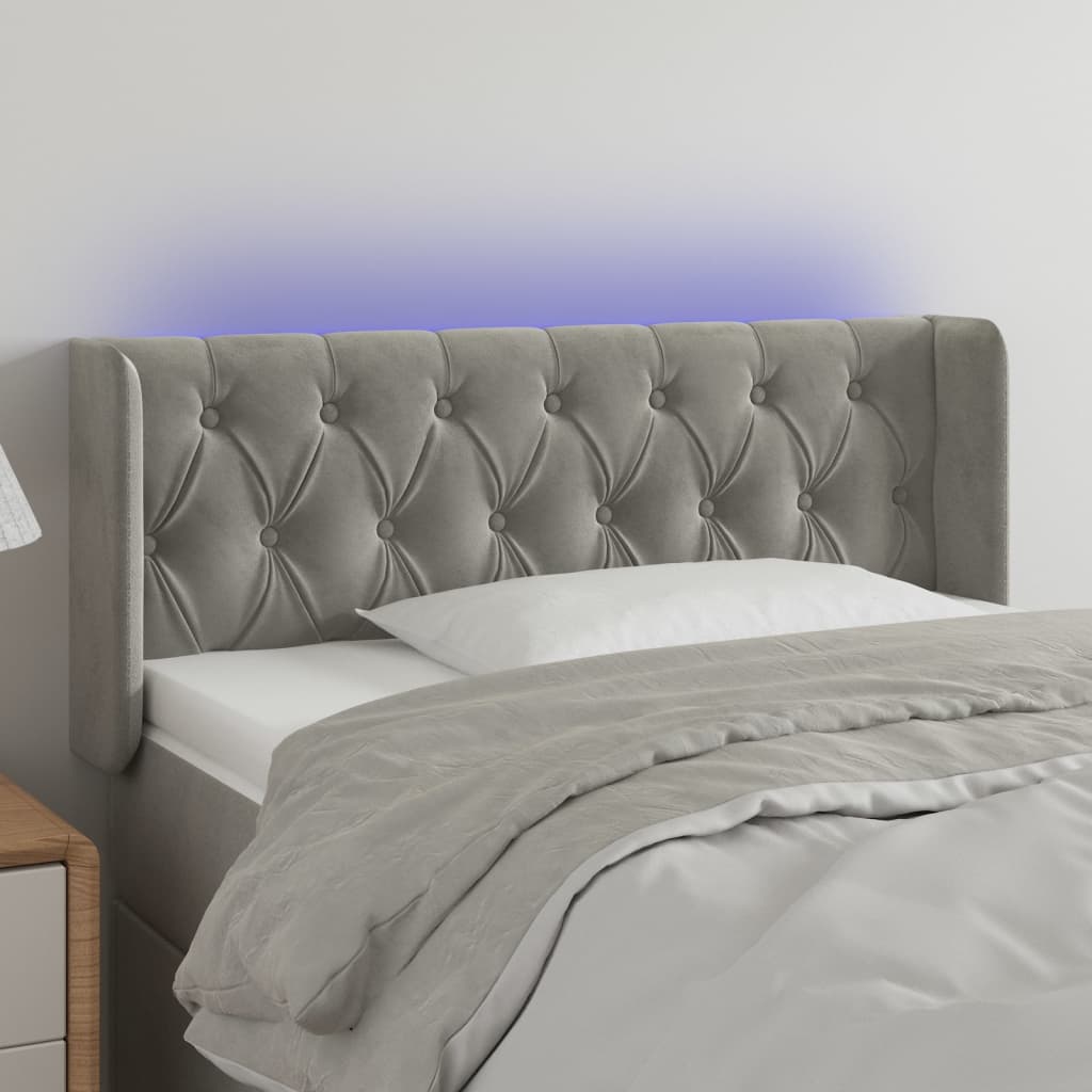 vidaXL LED Headboard Light Gray 40.6x6.3x30.734.6 Velvet