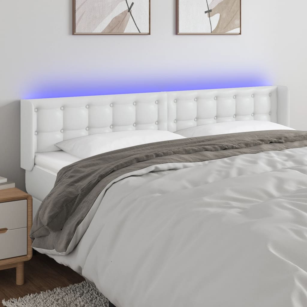 vidaXL LED Headboard White 72x6.3x30.734.6 Faux Leather