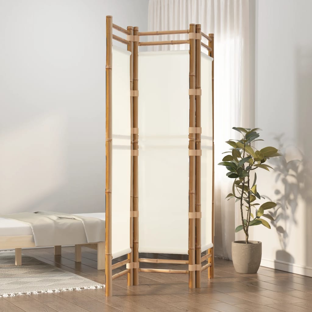 vidaXL Folding 3-Panel Room Divider 47.2 Bamboo and Canvas