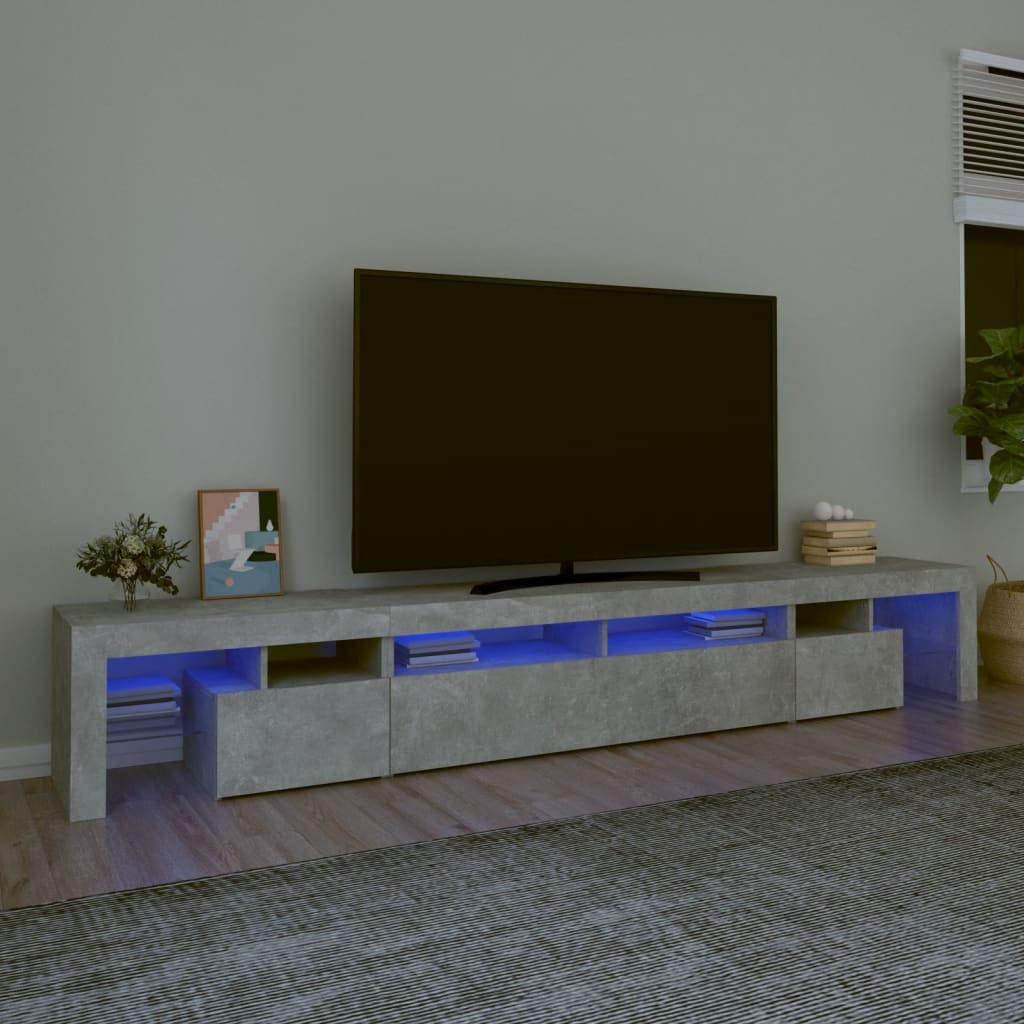 vidaXL TV Cabinet with LED Lights Concrete Gray 102.4x14.4x15.7