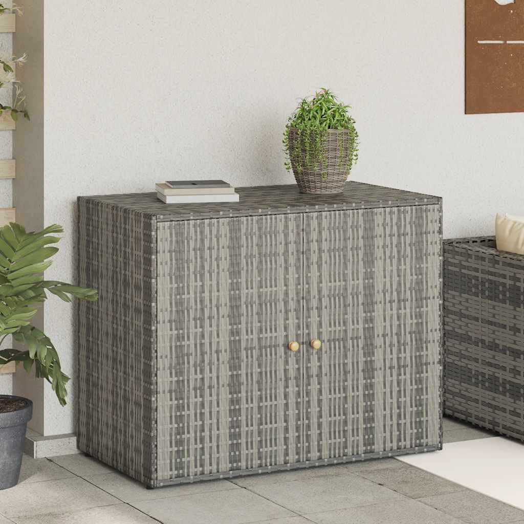 vidaXL Garden Storage Cabinet Gray 39.4x21.9x31.5 Poly Rattan