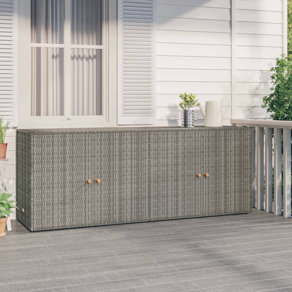 vidaXL Garden Storage Cabinet Gray 78''x21.9''x31.5'' Poly Rattan