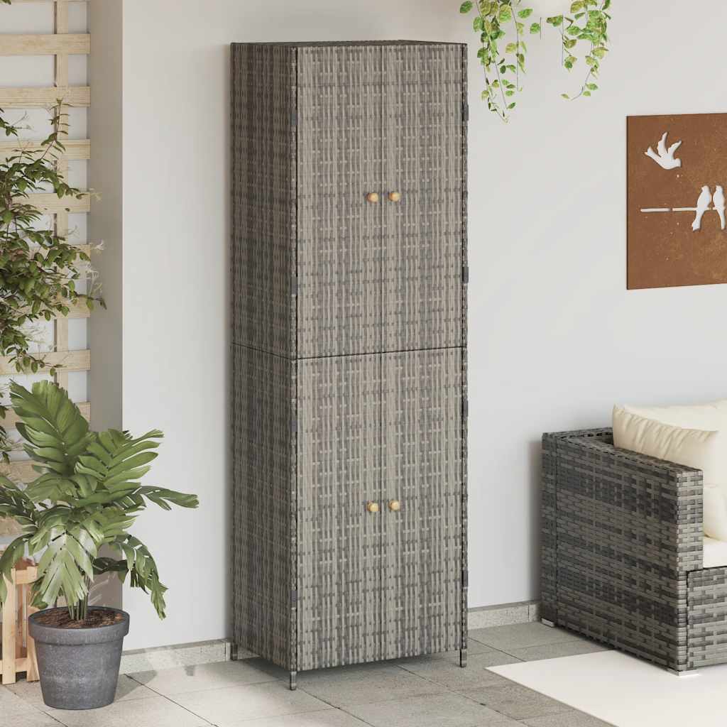 vidaXL Garden Storage Cabinet Gray 23.2x15.7x70.9 Poly Rattan