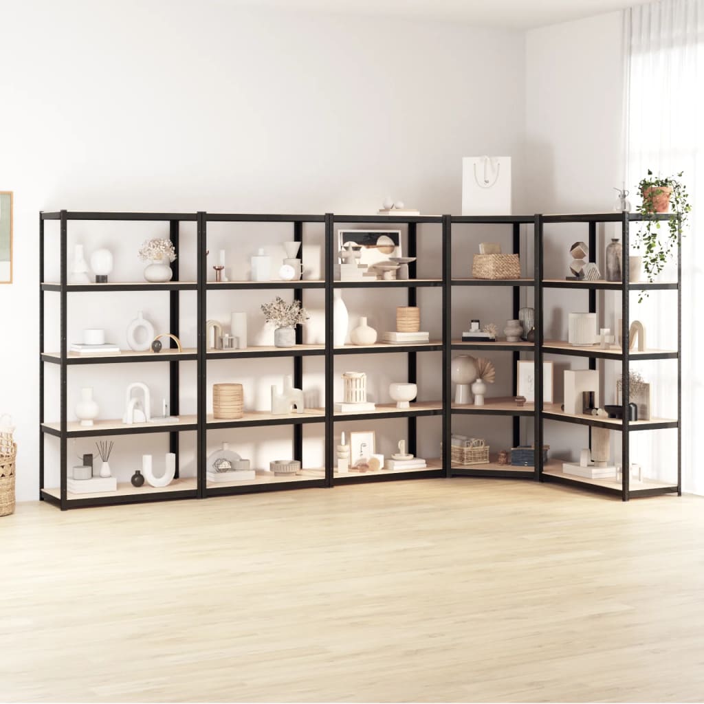 vidaXL 5-Layer Shelves 5 pcs Anthracite Steel&Engineered Wood