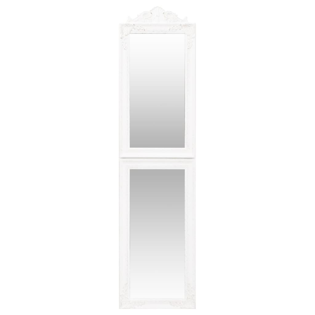 Vidaxl Free-Standing Mirror - Foldable Glam Baroque Style Mirror | Elegant White Finish | Clear Glass Face For Natural Reflection | Ideal For Bedroom, Hallway, Dressing Room