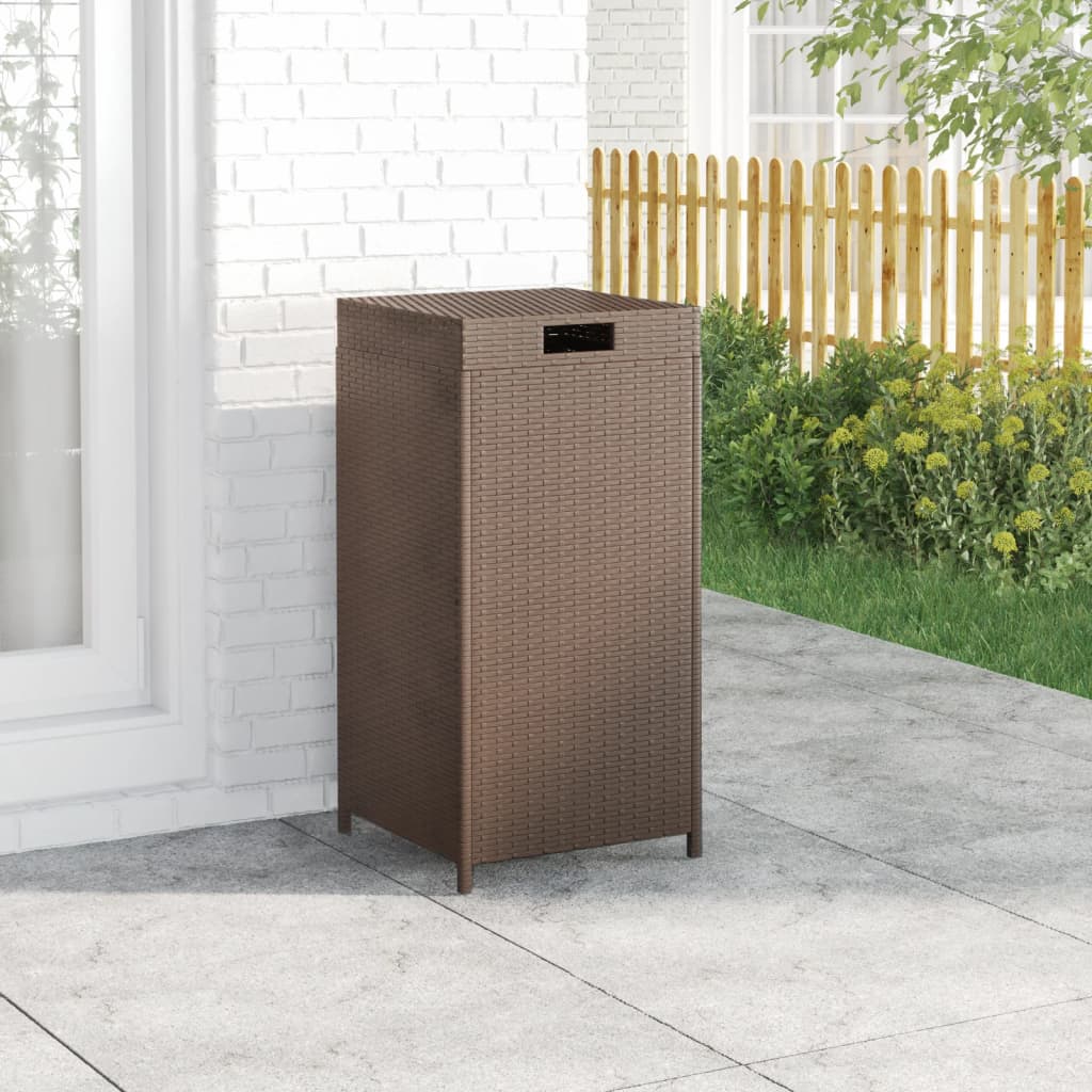 Vidaxl Trash Bin - Large-Capacity Poly Rattan Solid And Durable Plastic Trash Can With Removable Lid And Interior Frame - Variety Of Color Options, Easy To Assemble