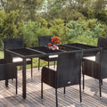 vidaXL Patio Table with Glass Top Black 74.8x35.4x29.5 Poly Rattan
