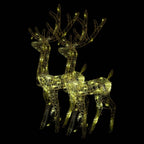 Vidaxl 2-Piece Set, Pre-Lit Acrylic Reindeer Christmas Decorations, 47.2" Outdoor/Indoor Display, 140 Warm White Led Lights, 8 Lighting Modes, Weather Resistant, With Usb Connection And 16.4' Exte...