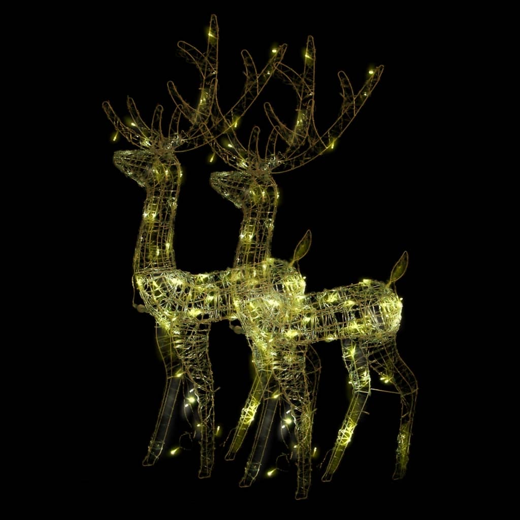 Vidaxl 2-Piece Set, Pre-Lit Acrylic Reindeer Christmas Decorations, 47.2" Outdoor/Indoor Display, 140 Warm White Led Lights, 8 Lighting Modes, Weather Resistant, With Usb Connection And 16.4' Exte...