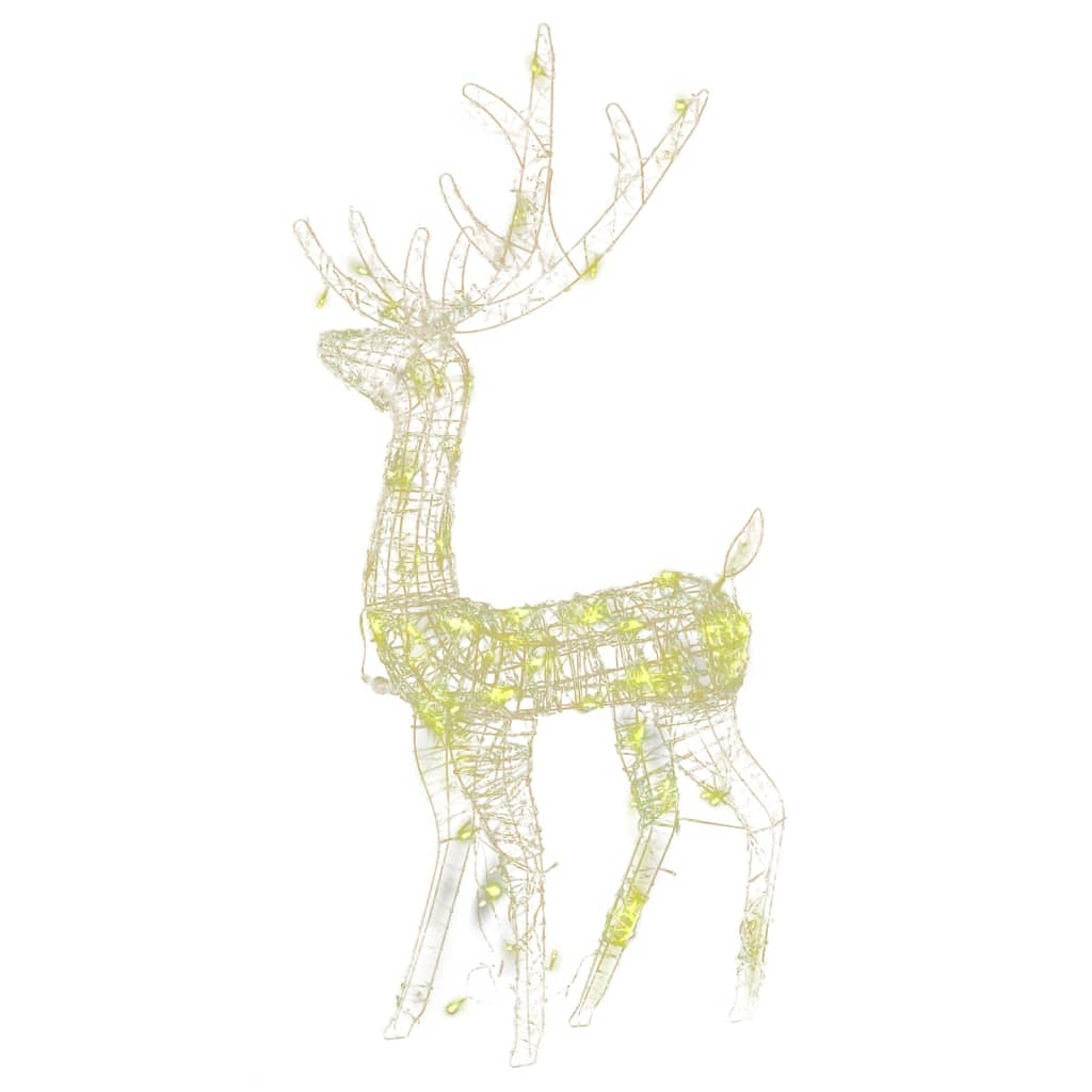 Vidaxl 2-Piece Set, Pre-Lit Acrylic Reindeer Christmas Decorations, 47.2" Outdoor/Indoor Display, 140 Warm White Led Lights, 8 Lighting Modes, Weather Resistant, With Usb Connection And 16.4' Exte...
