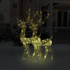 Vidaxl 2-Piece Set, Pre-Lit Acrylic Reindeer Christmas Decorations, 47.2" Outdoor/Indoor Display, 140 Warm White Led Lights, 8 Lighting Modes, Weather Resistant, With Usb Connection And 16.4' Exte...
