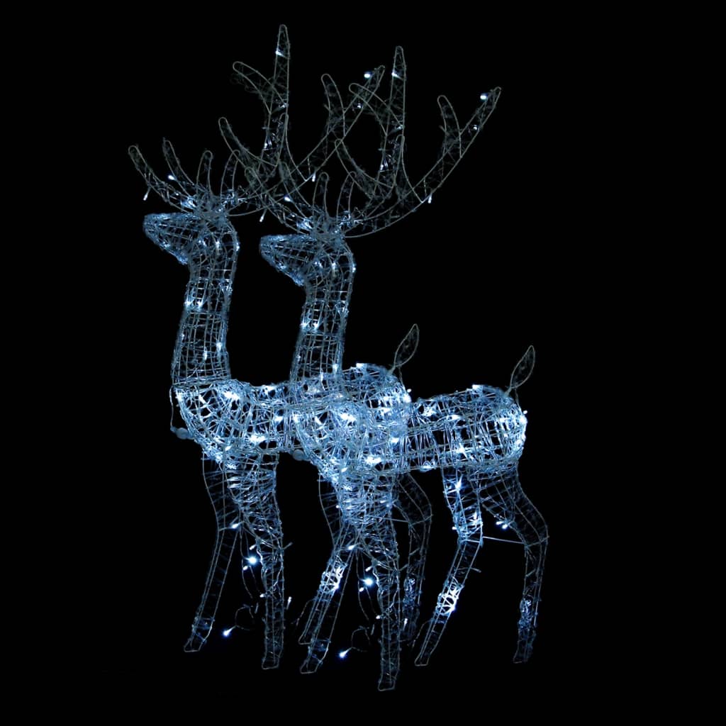 Vidaxl 2Pcs 47.2" Acrylic Reindeer Decorations With Energy-Saving Led Lights And Various Lighting Modes - Cold White - Suitable For Indoor And Outdoor Christmas Decor