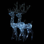 Vidaxl 2Pcs 47.2" Acrylic Reindeer Decorations With Energy-Saving Led Lights And Various Lighting Modes - Cold White - Suitable For Indoor And Outdoor Christmas Decor