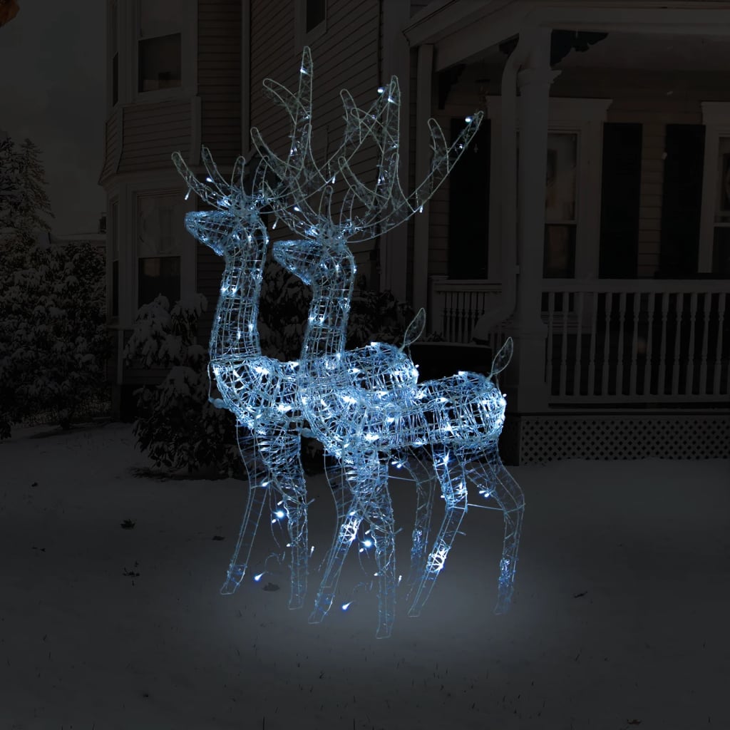 Vidaxl 2Pcs 47.2" Acrylic Reindeer Decorations With Energy-Saving Led Lights And Various Lighting Modes - Cold White - Suitable For Indoor And Outdoor Christmas Decor