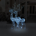 Vidaxl 2Pcs 47.2" Acrylic Reindeer Decorations With Energy-Saving Led Lights And Various Lighting Modes - Cold White - Suitable For Indoor And Outdoor Christmas Decor