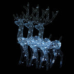 Vidaxl Pre-Lit Led Acrylic Reindeer Christmas Decorations - Set Of 3, 47.2" Tall, 140 Leds, 8 Lighting Modes, Indoor And Outdoor Use, Weather-Resistant Material, Cold White Light