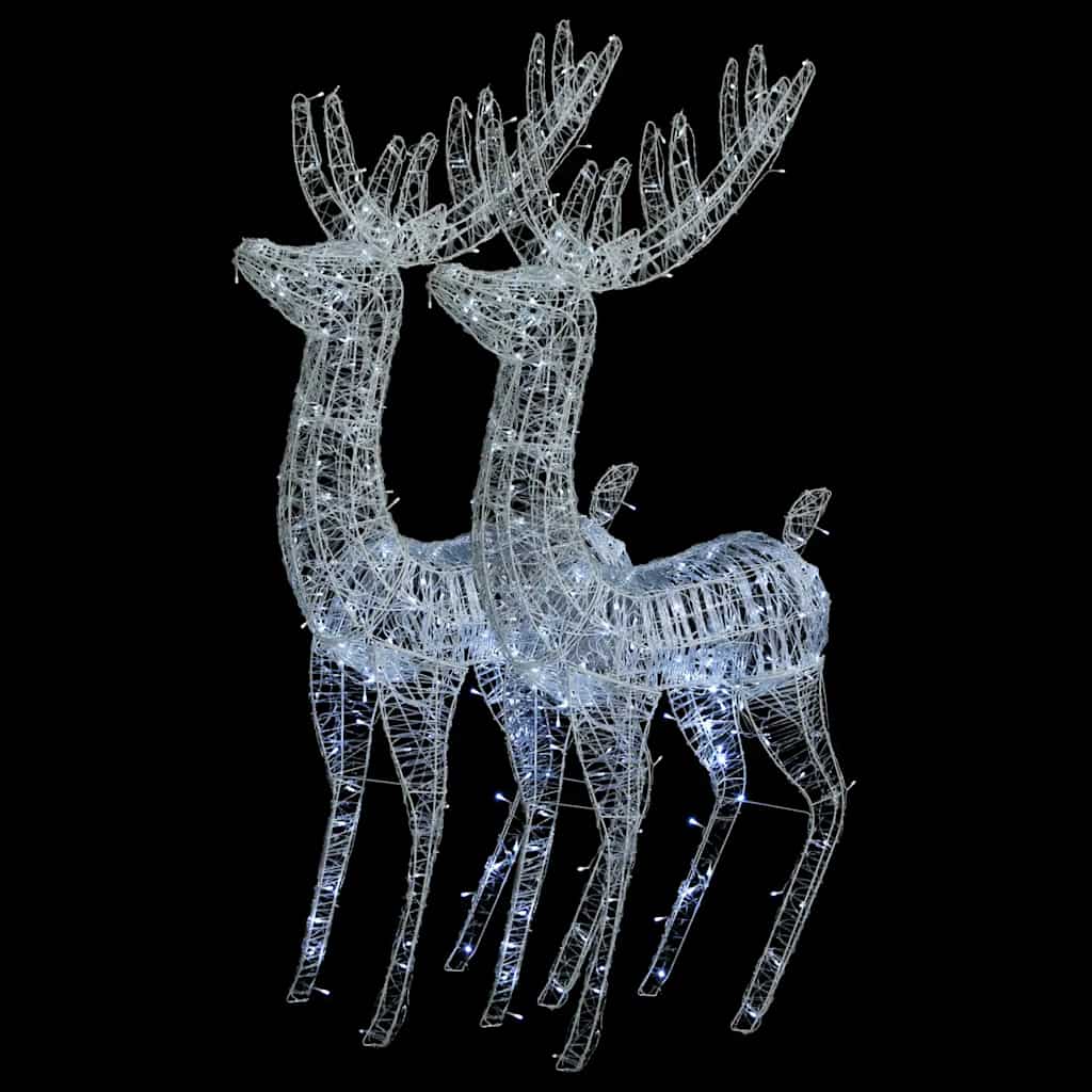 Vidaxl Reindeer Christmas Decoration 2 Pcs, Pre-Lit Christmas Lighting With 250 Leds, Xmas Decoration For Indoor Outdoor, Holiday Ornament, Cold White