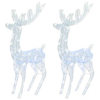 Vidaxl Reindeer Christmas Decoration 2 Pcs, Pre-Lit Christmas Lighting With 250 Leds, Xmas Decoration For Indoor Outdoor, Holiday Ornament, Cold White