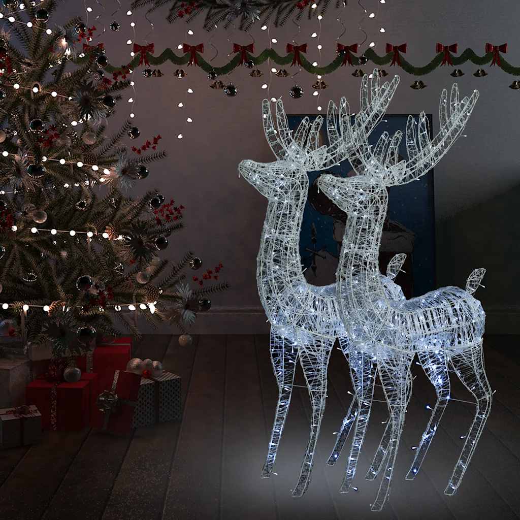 Vidaxl Reindeer Christmas Decoration 2 Pcs, Pre-Lit Christmas Lighting With 250 Leds, Xmas Decoration For Indoor Outdoor, Holiday Ornament, Cold White