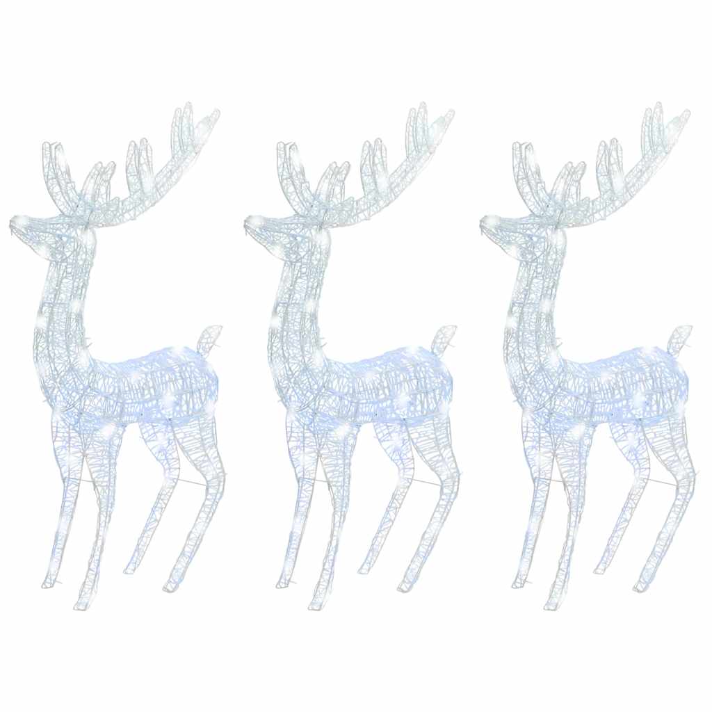 Vidaxl Reindeer Christmas Decoration 3 Pcs, Pre-Lit Christmas Lighting With 250 Leds, Xmas Decoration For Indoor Outdoor, Holiday Ornament, Cold White