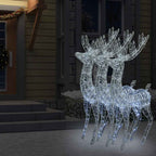 Vidaxl Reindeer Christmas Decoration 3 Pcs, Pre-Lit Christmas Lighting With 250 Leds, Xmas Decoration For Indoor Outdoor, Holiday Ornament, Cold White
