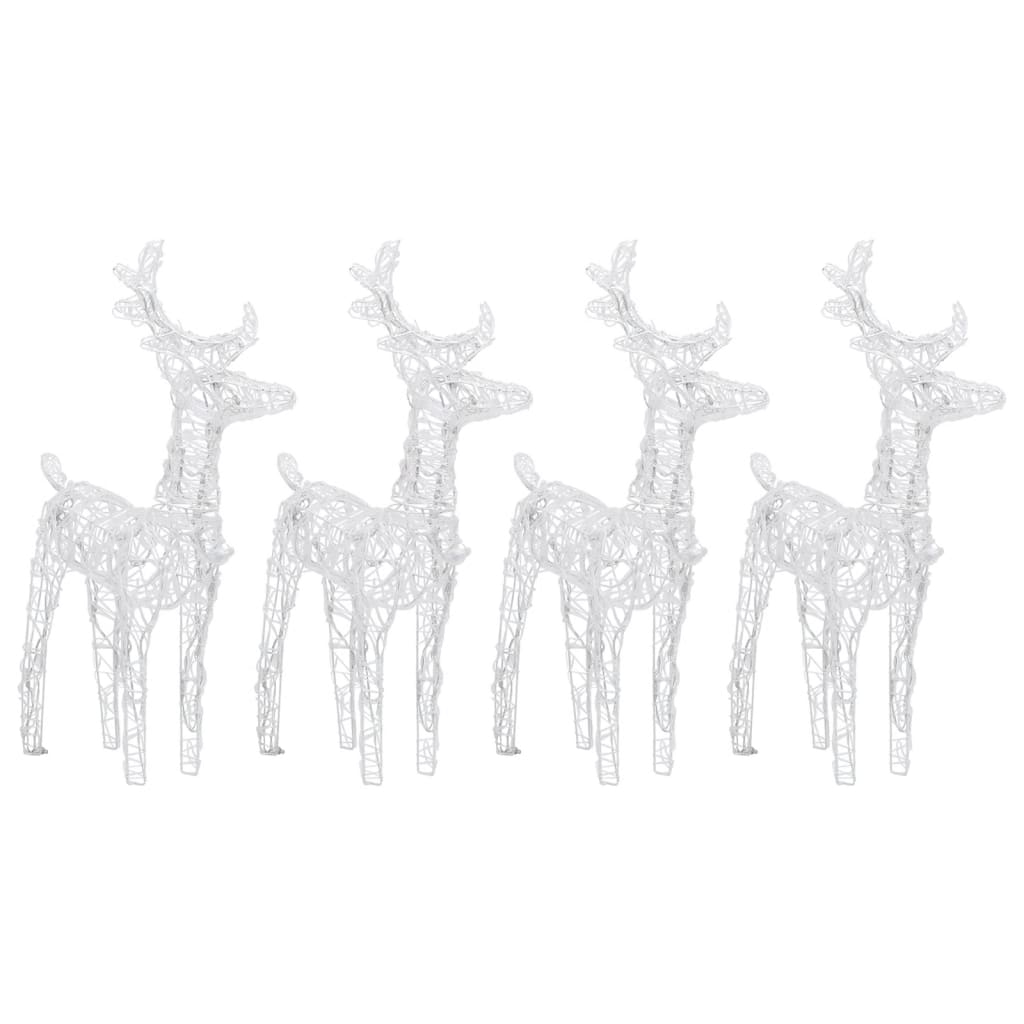 Vidaxl Christmas Reindeers 4 Pcs, Christmas Lighting Display With 160 Leds, Xmas Decoration For Indoor Outdoor, Holiday Ornament, Cold White Acrylic