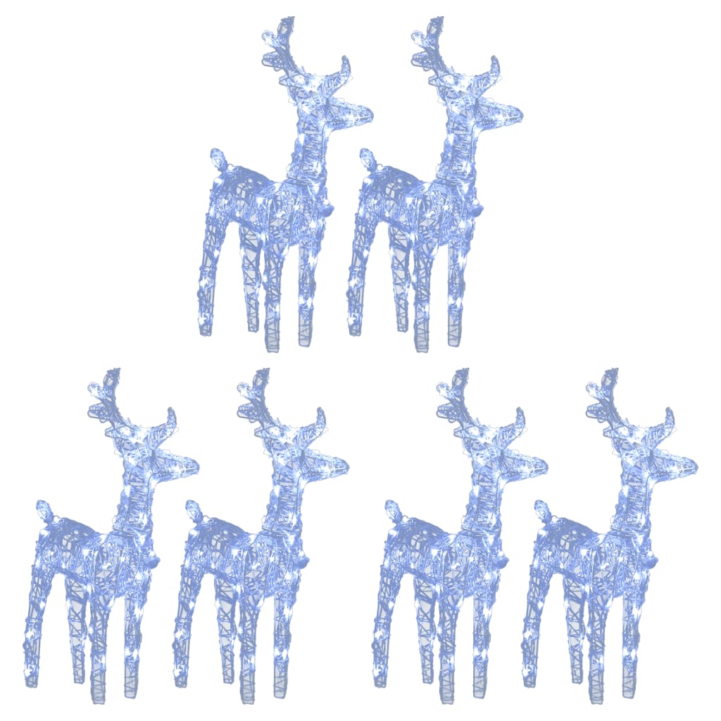 Vidaxl 6 Acrylic Christmas Reindeers With Energy-Saving Cold White Led Lights, Weather-Resistant Outdoor Decoration, Multiple Lighting Effects And Easy Assembly