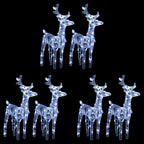 Vidaxl 6 Acrylic Christmas Reindeers With Energy-Saving Cold White Led Lights, Weather-Resistant Outdoor Decoration, Multiple Lighting Effects And Easy Assembly