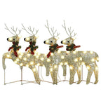 Vidaxl Christmas Reindeers 4 Pcs, Christmas Lighting Display With 80 Leds, Xmas Decoration For Indoor Outdoor, Holiday Ornament, Modern Style, Gold