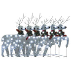 Vidaxl Christmas Reindeers 6 Pcs, Christmas Lighting Display With 120 Leds, Xmas Decoration For Indoor Outdoor, Holiday Ornament, Modern, Silver