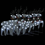Vidaxl Christmas Reindeers 6 Pcs, Christmas Lighting Display With 120 Leds, Xmas Decoration For Indoor Outdoor, Holiday Ornament, Modern, Silver