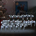 Vidaxl Christmas Reindeers 6 Pcs, Christmas Lighting Display With 120 Leds, Xmas Decoration For Indoor Outdoor, Holiday Ornament, Modern, Silver