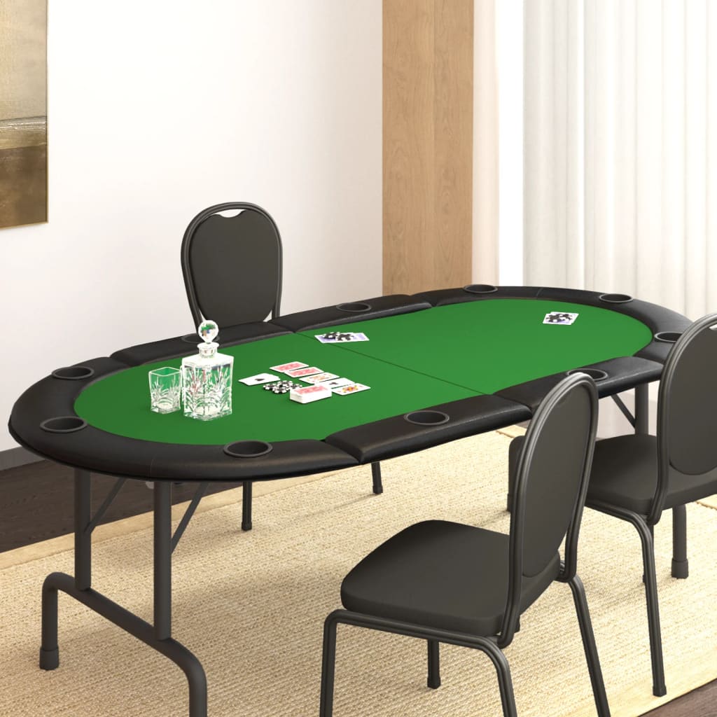 vidaXL 10-Player Folding Poker Tabletop Green 81.9x41.7x1.2