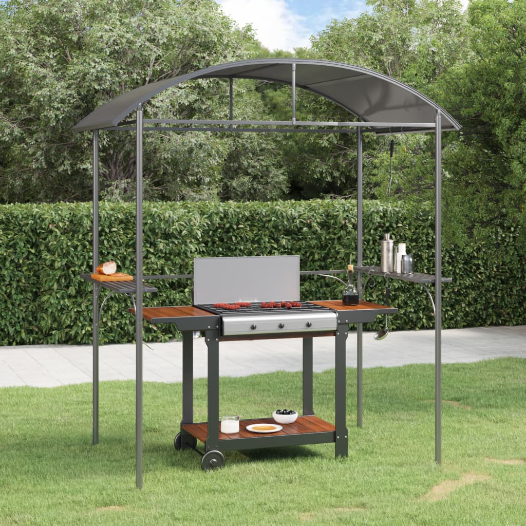 vidaXL BBQ Gazebo with Side Shelves Anthracite 86.6x45.3x90.6 Steel