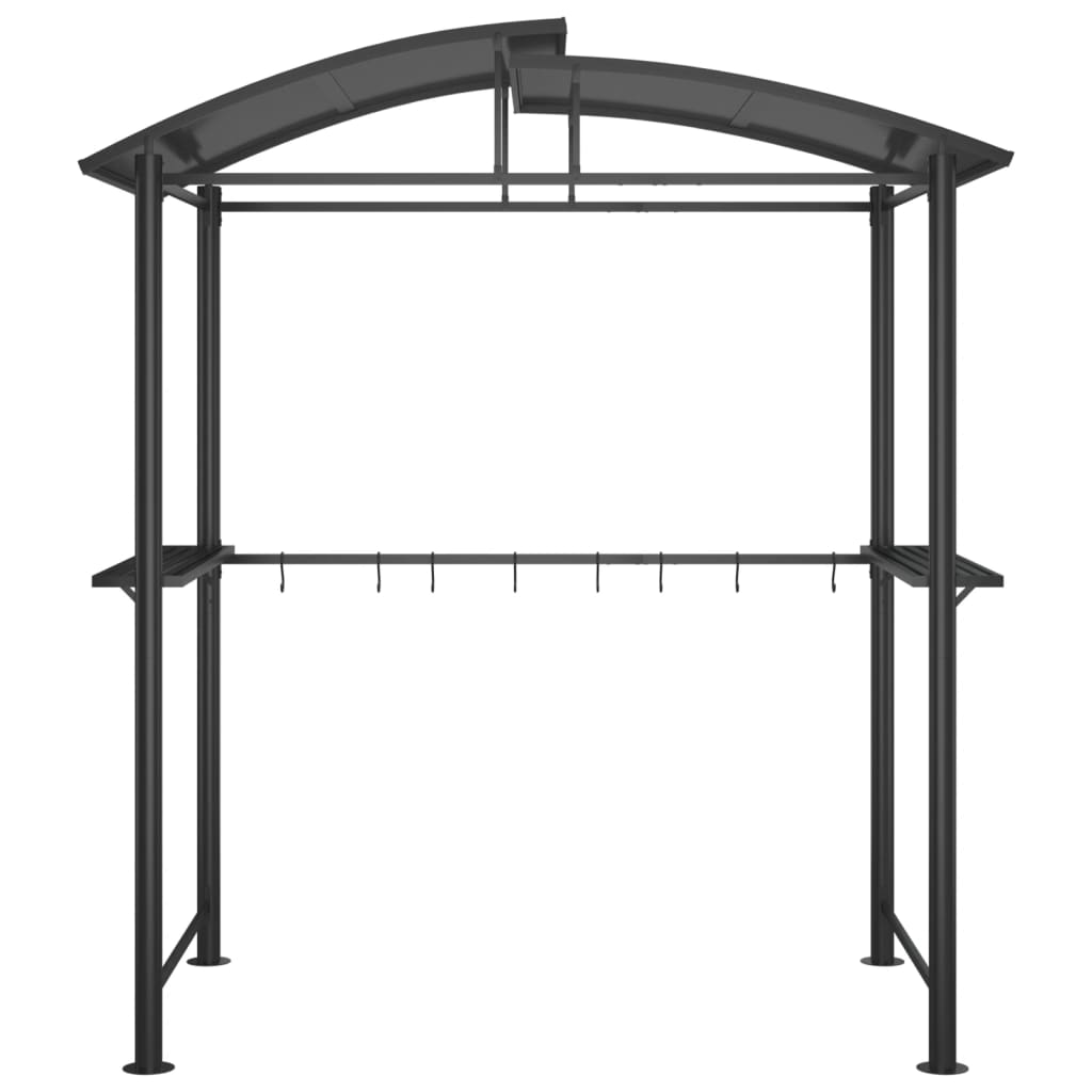 Vidaxl Steel Bbq Gazebo With Side Shelves - Anthracite, Ideal For Barbeque Sessions During Sunny & Rainy Days, Durable Build 82.7"X44.9"X90.6"