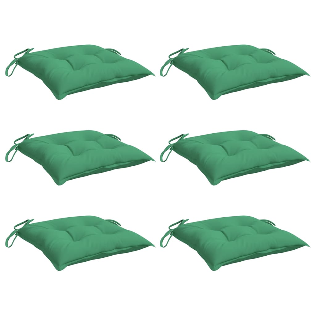 vidaXL Chair Cushions 6 pcs Green 15.7x15.7x2.8 Oxford Fabric
