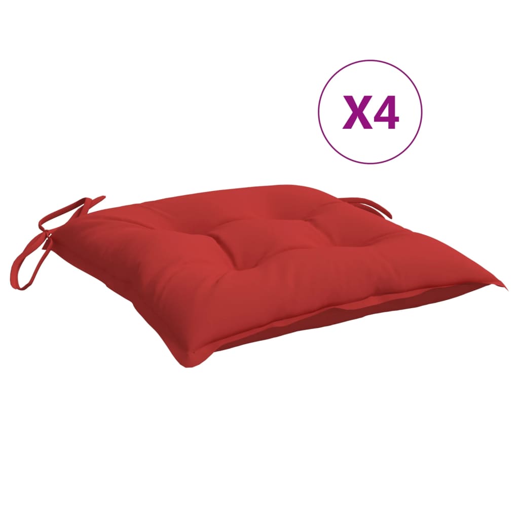 vidaXL Chair Cushions 4 pcs Red 15.7x15.7x2.8 Oxford Fabric