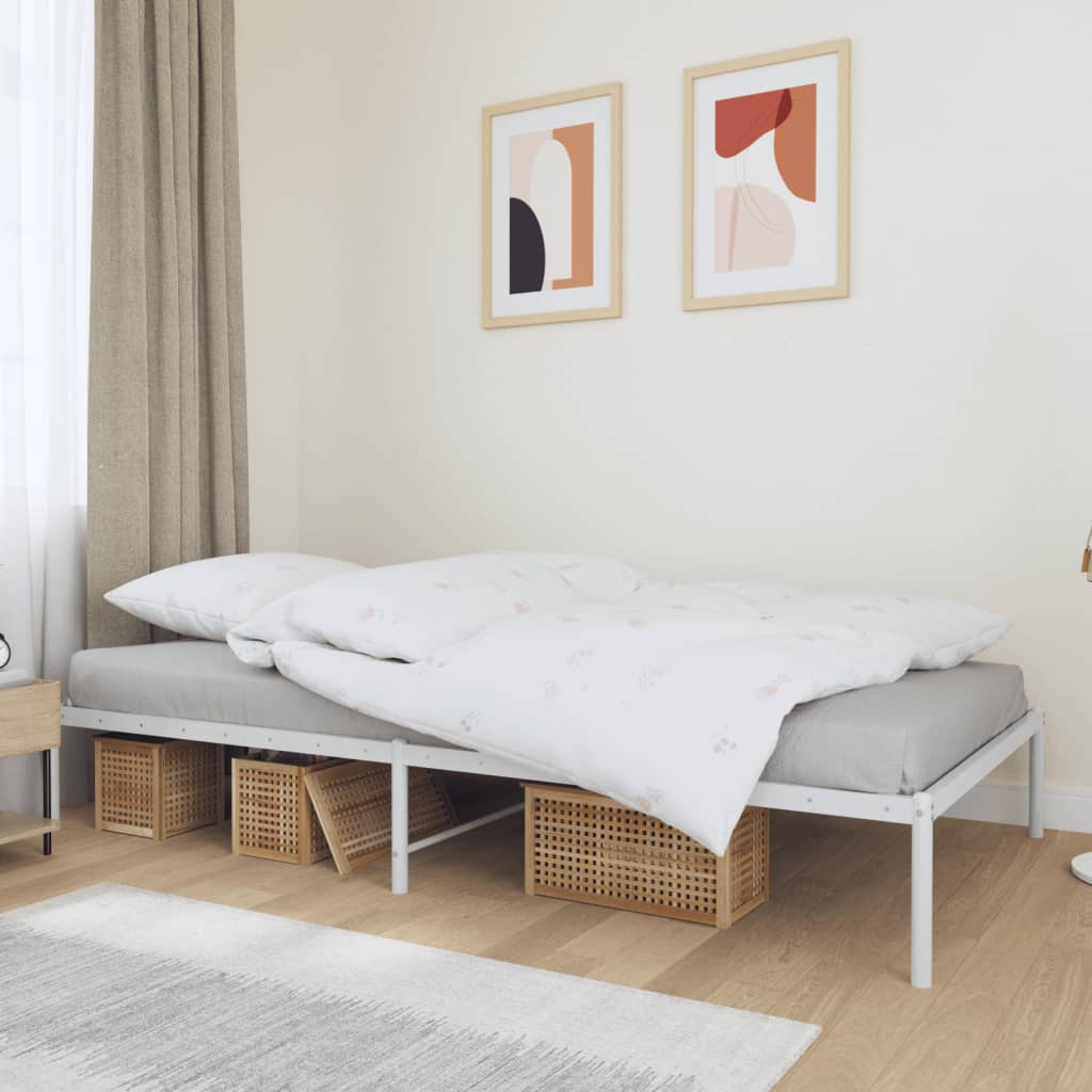 vidaXL Metal Bed Frame White 39.4x78.7