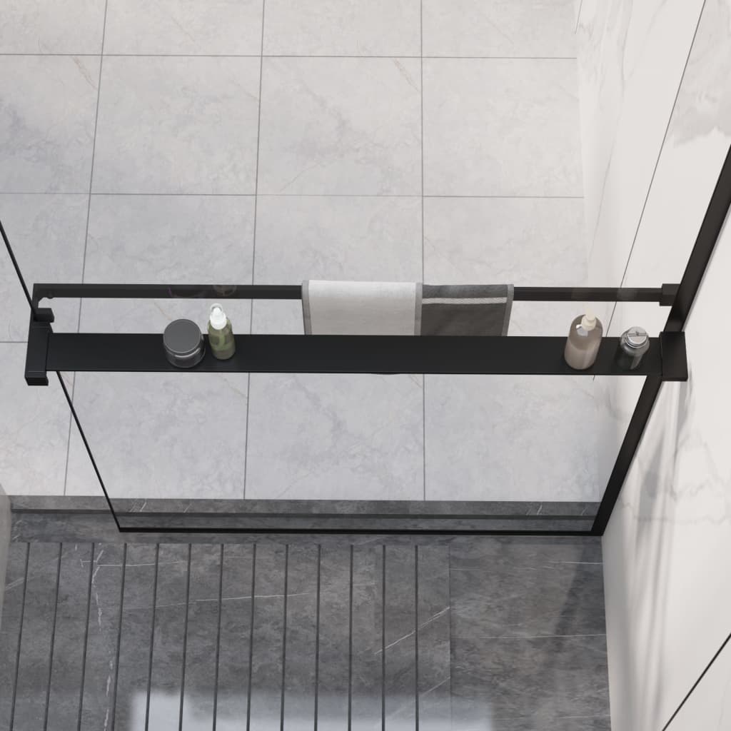Vidaxl Shower Shelf For Walk-In Shower Wall – 35.4” Black Aluminum Bathroom Organizer With Towel Holder – Suitable For Various Glass Thicknesses – Durable & Easy-To-Install – Minimalistic Design